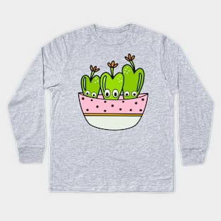 Cute Cactus Design #227: Conophytum Frutescens Succulent Kids Long Sleeve T-Shirt